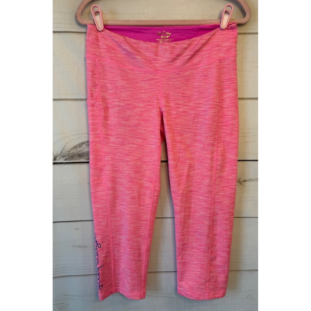 Lilly Pulitzer Luxletic Pink Space Dye Cropped Leggings with Pocket Womens L